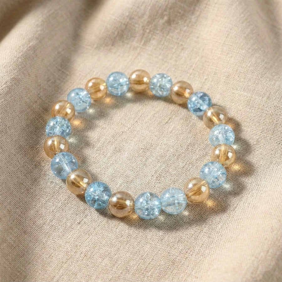 Elegant Dual-tone Crystal Beaded Stretch Bracelet (1 Pc)