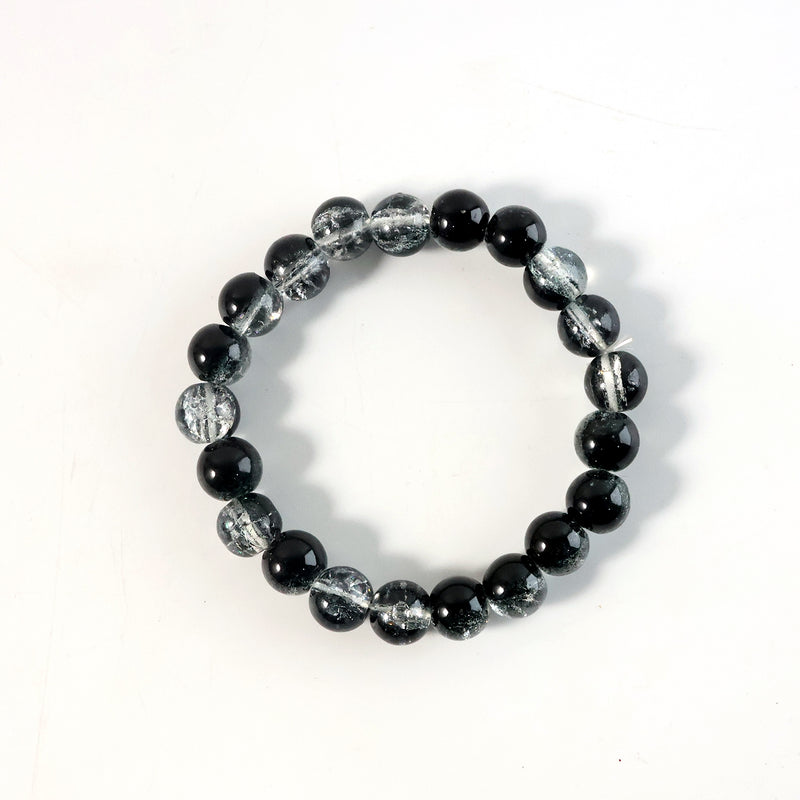 Elegant Dual-tone Crystal Beaded Stretch Bracelet (1 Pc)