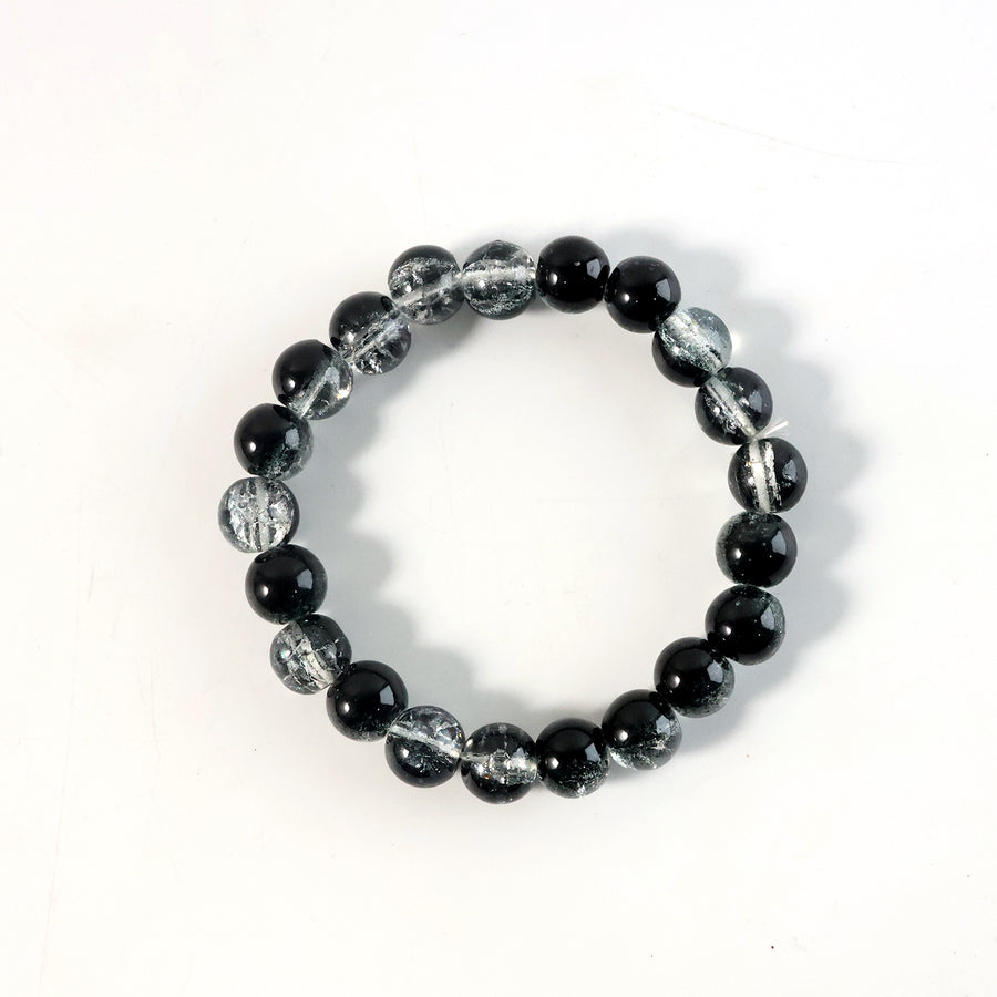 Elegant Dual-tone Crystal Beaded Stretch Bracelet (1 Pc)